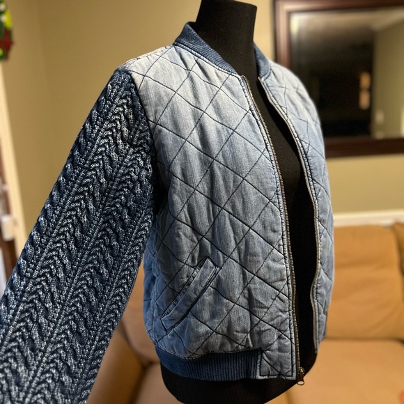 RELISTED Anthropology Cloth & Stone Bomber Jacket Quilted Chambray Braided - Picture 15 of 15